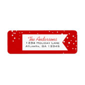 Rood en wit Snowflake Merry Little Kerstmis Etiket (Voorkant)