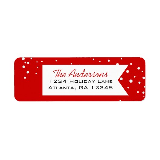 Rood en wit Snowflake Merry Little Kerstmis Etiket (Voorkant)