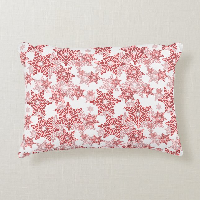 Rood en wit Snowflake naadloos patroon Accent Kussen (Voorkant)