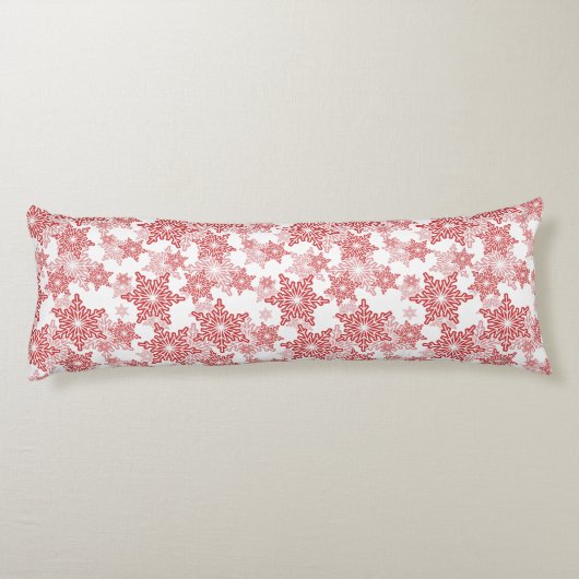 Rood en wit Snowflake naadloos patroon Lichaamskussen (Achterkant)