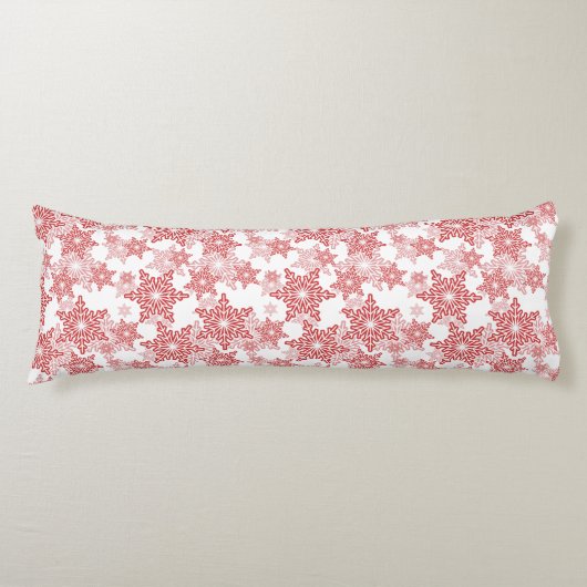 Rood en wit Snowflake naadloos patroon Lichaamskussen (Voorkant)