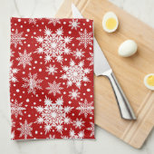 Rood en wit Snowflake naadloos patroon Theedoek (Quarter Fold)