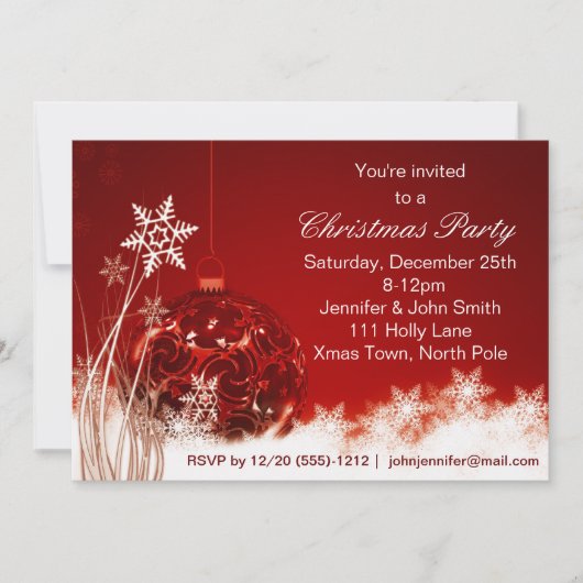 Rood en wit Snowflake Ornament kerstfeest Kaart (Voorkant)