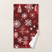 Rood en wit Snowflake patroon Bad Handdoek (Handdoek)