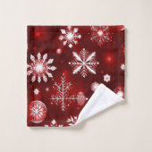 Rood en wit Snowflake patroon Bad Handdoek (Wasdoekje)