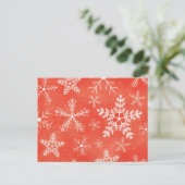 Rood en wit Snowflake Patroon Briefkaart (Staand voorkant)