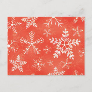 Rood en wit Snowflake Patroon Briefkaart