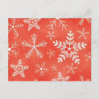 Rood en wit Snowflake Patroon Briefkaart