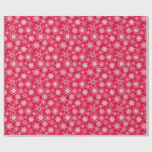 Rood en wit Snowflake Patroon Cadeaupapier (Vlak)