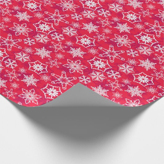 Rood en wit Snowflake Patroon Cadeaupapier (Hoek)