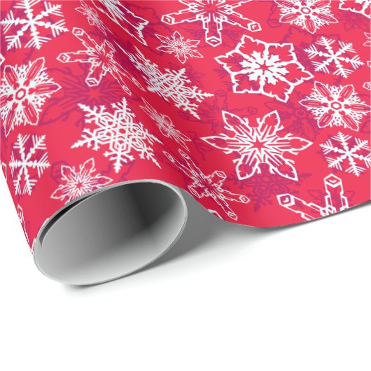 Rood en wit Snowflake Patroon Cadeaupapier (Rol Hoek)