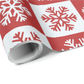 Rood en wit Snowflake Patroon Cadeaupapier (Rol Hoek)