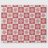 Rood en wit Snowflake Patroon Cadeaupapier (Vlak)