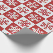 Rood en wit Snowflake Patroon Cadeaupapier (Hoek)