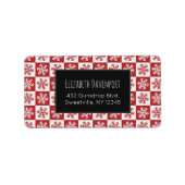 Rood en wit Snowflake Patroon Etiket (Voorkant)
