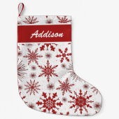 Rood en wit Snowflake patroon Kleine Kerstsok (Voorkant)