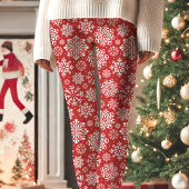 Rood en wit Snowflake Pattern Kerstmis Leggings