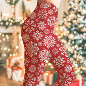 Rood en wit Snowflake Pattern Kerstmis Leggings