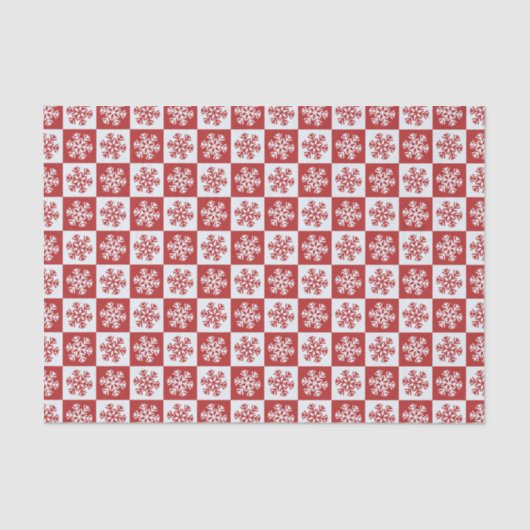 Rood en wit Snowflake Pattern Merry Kerstry Tissuepapier (Voorkant)