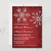 Rood en wit Snowflake Wedding Invitaties Kaart (Voorkant)