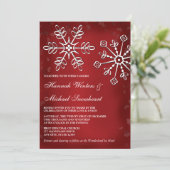 Rood en wit Snowflake Wedding Invitaties Kaart (Staand voorkant)