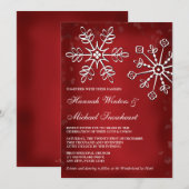 Rood en wit Snowflake Wedding Invitaties Kaart (Voorkant / Achterkant)