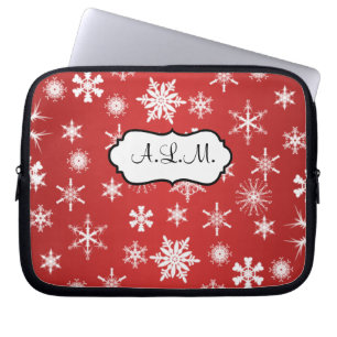 Rood en wit Snowflakes laptophoes Laptop Sleeve
