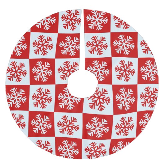 Rood en wit Snowflakes Patroon kerst Kerstboom Rok (Voorkant)