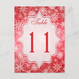 Rood en wit Snowflakes Tabelnummer Kaart