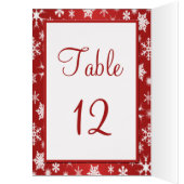 Rood en wit Snowflakes Tabelnummer Kaart (Binnen (Links))