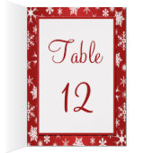 Rood en wit Snowflakes Tabelnummer Kaart (Binnen (Rechts))