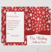 Rood en wit Snowflakes Wedding Programma (Voorkant / Achterkant)