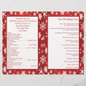 Rood en wit Snowflakes Wedding Programma (Achterkant)