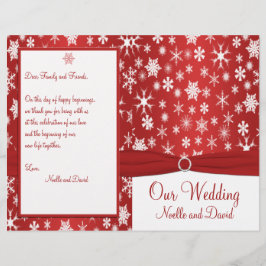 Rood en wit Snowflakes Wedding Programma