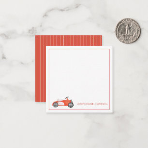 Rood en Wit Speelgoed Auto Gepersonaliseerd Notitiekaartje