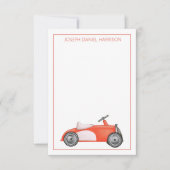 Rood en Wit  Speelgoed Auto Gepersonaliseerd Notitiekaartje (Voorkant)