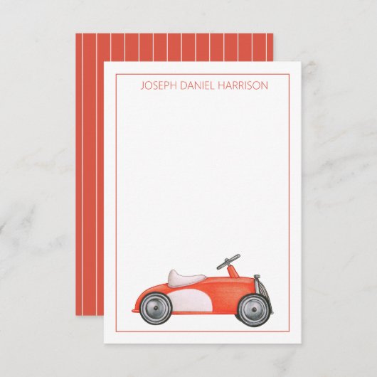 Rood en Wit  Speelgoed Auto Gepersonaliseerd Notitiekaartje (Voorkant / Achterkant)