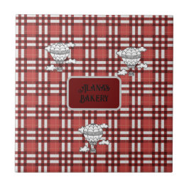 Rood en wit speldenstang tegeltje