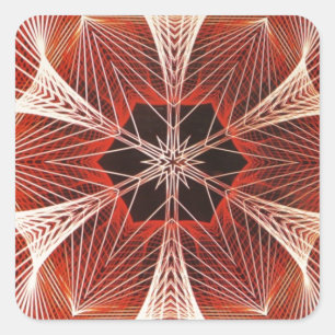 Rood en Wit Spinnenweb Fractal Art Gifts Vierkante Sticker