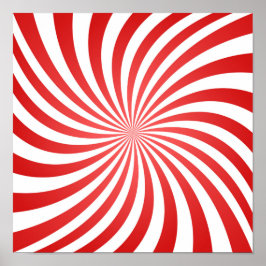 Rood en wit spiraalpatroon - Gods vingerafdruk Poster