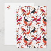 Rood en wit staafvogels naadloos patroon feestdagenkaart (Voorkant / Achterkant)