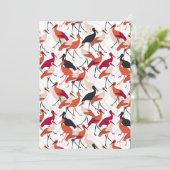 Rood en wit staafvogels naadloos patroon feestdagenkaart (Staand voorkant)