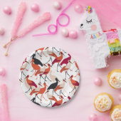 Rood en wit staafvogels naadloos patroon papieren bordje (Feest)