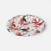 Rood en wit staafvogels naadloos patroon papieren bordje (Gekanteld)