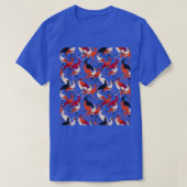 Rood en wit staafvogels naadloos patroon t-shirt (Design voorkant)
