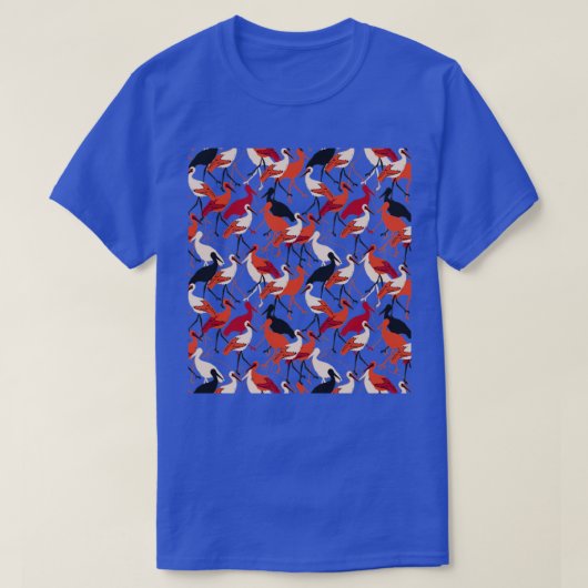 Rood en wit staafvogels naadloos patroon t-shirt (Design voorkant)