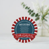 Rood en wit Starburst en Banner Vierde van juli Kaart (Staand voorkant)
