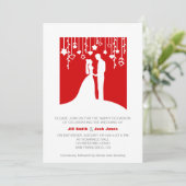 Rood en wit, stijlvol, moderne huwelijksuitnodigin kaart (Staand voorkant)