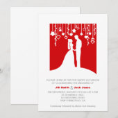 Rood en wit, stijlvol, moderne huwelijksuitnodigin kaart (Voorkant / Achterkant)
