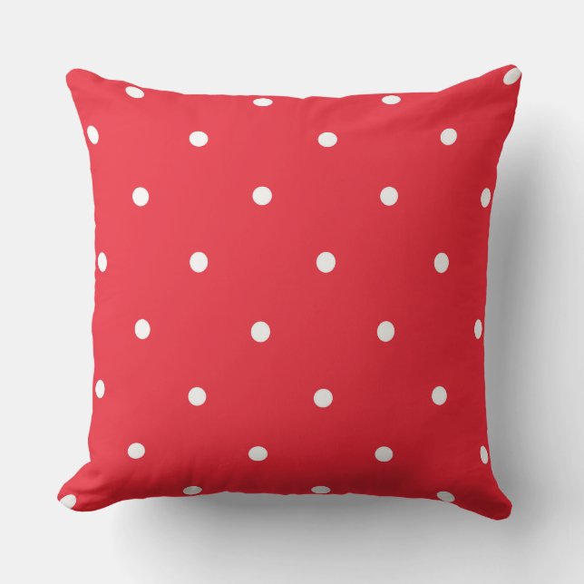 Rood en wit Stip Kussen (Voorkant)